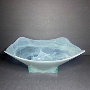 Vidrios San Miguel Handmade in Spain Large Swirl Recycled Glass Centerpiece Bowl
